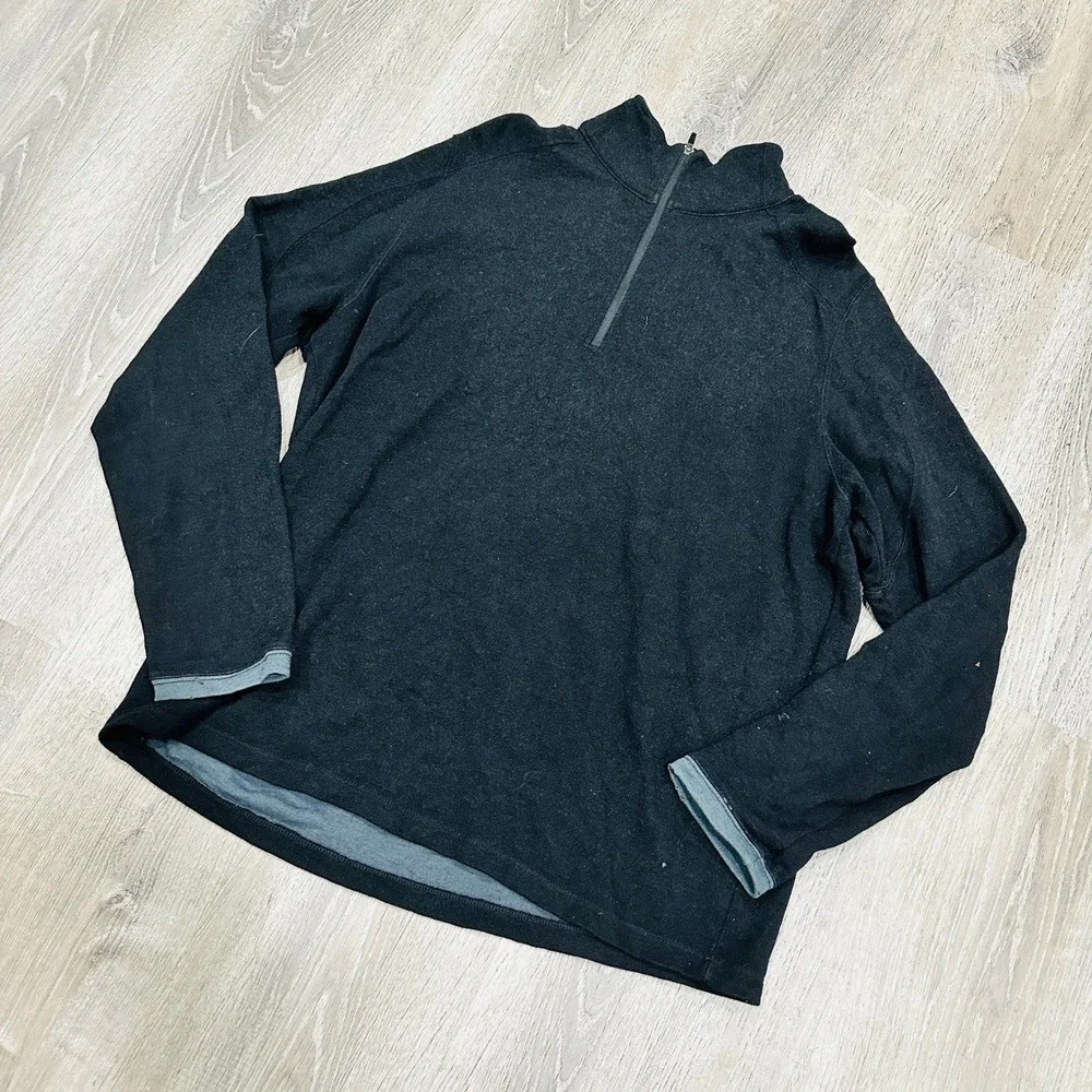 Ibex Sweater Mens XL Merino Wool Quarter Zip Pullover Black Made in USA Sweater